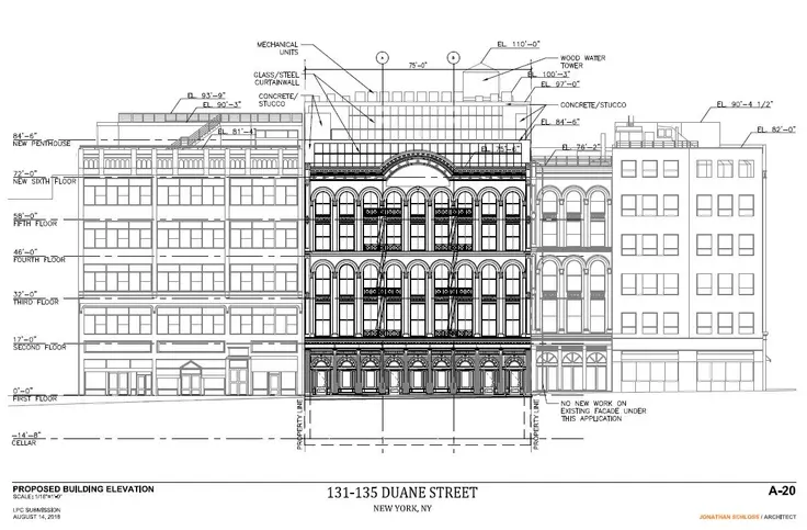 Penthouse Addition Planned for 131-135 Duane Street in Tribeca South ...