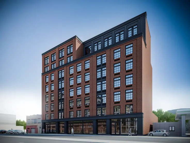 Leasing has launched at a mixed-use building with 50 rental units at 1007 Atlantic Avenue in Clinton Hill, Brooklyn. (Image via JM Zoning)