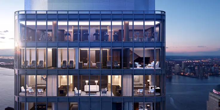 Top three floors of amenities at 125 Greenwich Street (March & White)