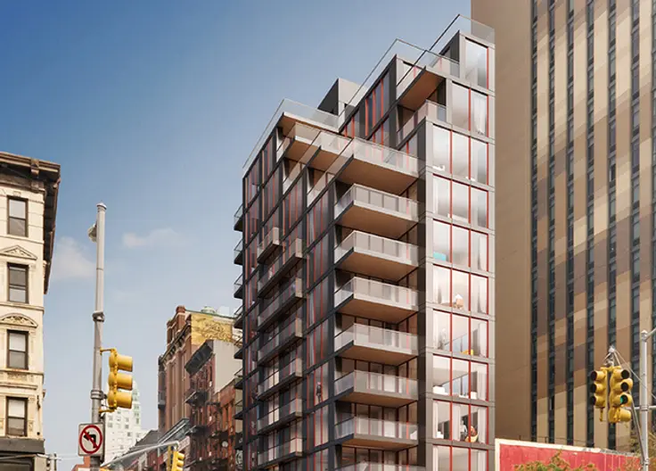 Rendering of new rental building planned at 86 Delancey Street (118 Orchard Street) ; Rendering Credit: Alexander Gorlin Architects