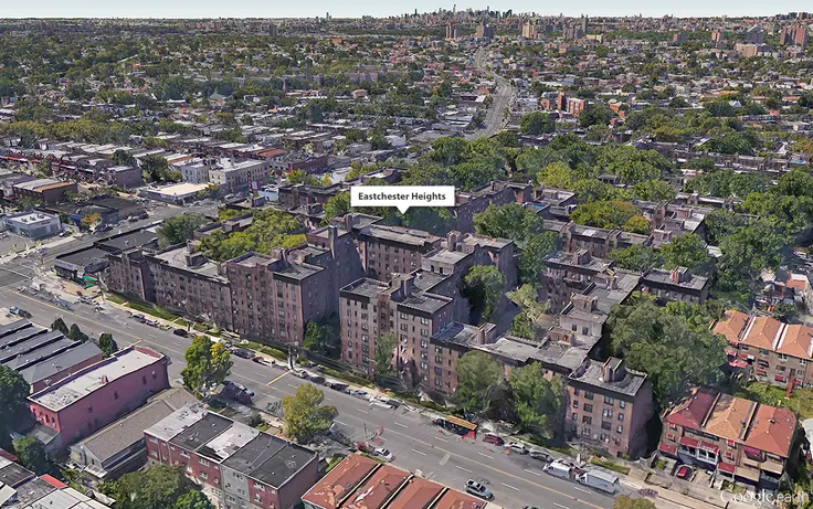 Google Earth aerial showing Eastchester Heights complex (CityRealty)