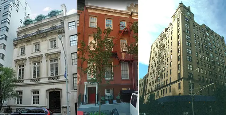 (l-r) 18 East 68th Street, 46 Jane Street, and 21 East 90th Street, all of which are on the Landmarks Preservation Commission docket next week