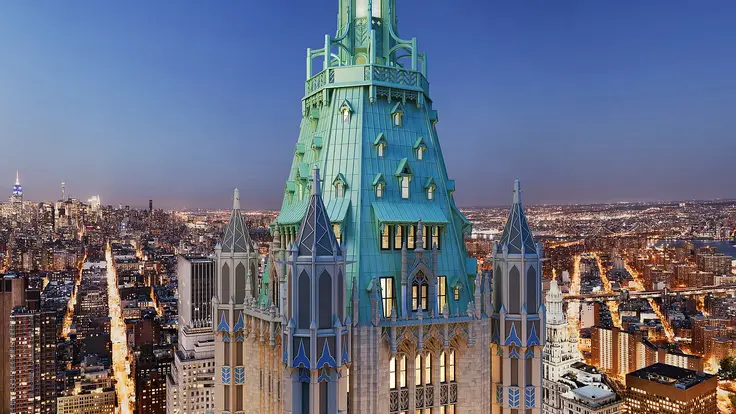 The peak of the Woolworth Tower, where the past week's top sale is housed (Sotheby's International Realty)