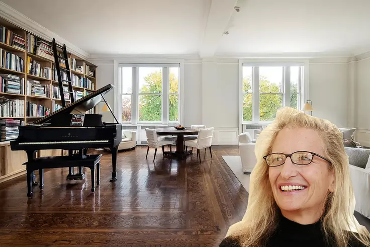 Renowned photographer Annie Leibowitz and classic seven living room at The Brentmore, 88 Central Park West, #5N