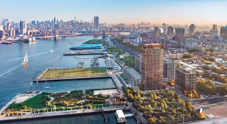 Newly-released rendering of Quay Tower looking north up the East River (MOSO Studio)
