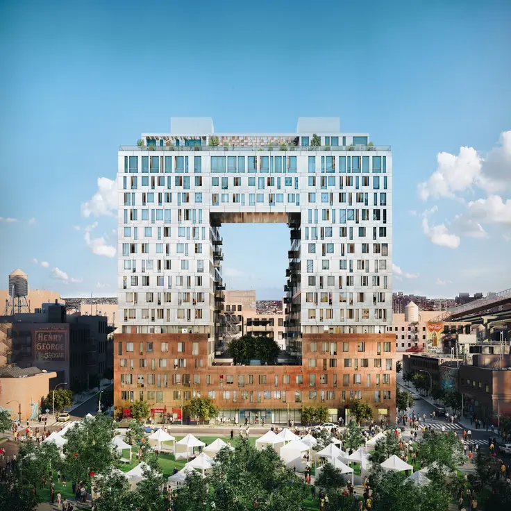 325 Kent Avenue is part of the 11-acre redevelopment at the former site of the Domino Sugar Factory. (Image via Two Trees)