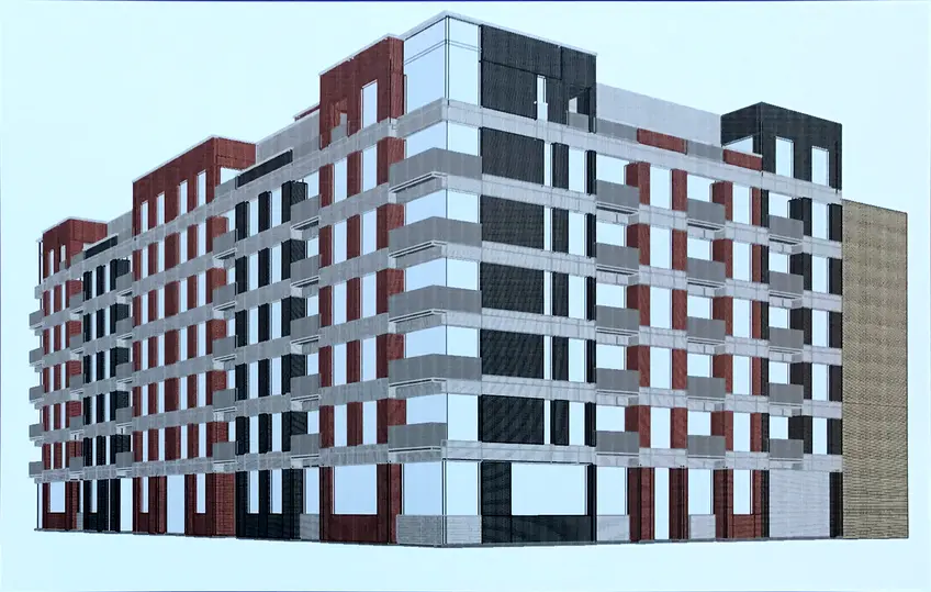 Schematic rendering posted on 2600 Seventh's fence (CityRealty)