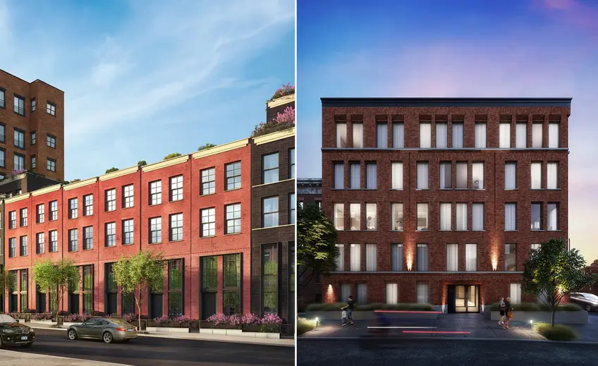 L to R: Polhemus Townhouses (8 addresses) & The Cobble Hill House, both on Amity Street 