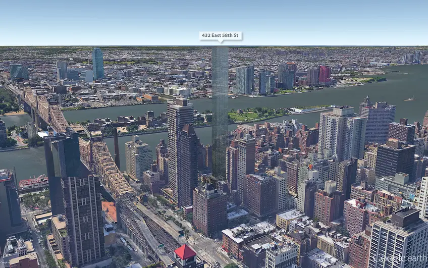 Google Earth aerial showing a 700-foot-tall tower at Gamma's site