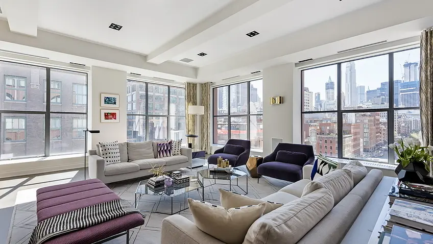 408 Greenwich Street. The 7th floor unit's 40-foot living room.
