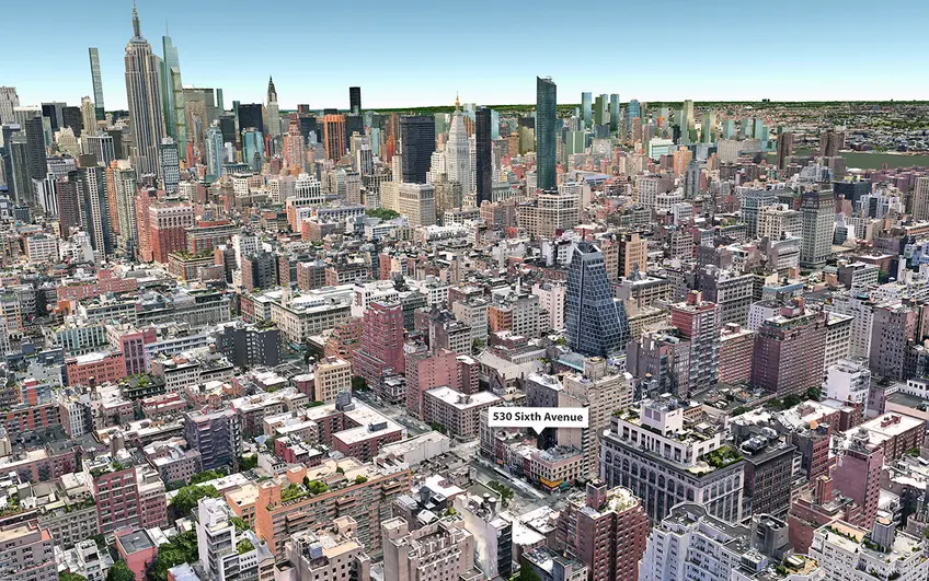 Google Earth aerial showing location of 530-540 Sixth Avenue site (CityRealty)