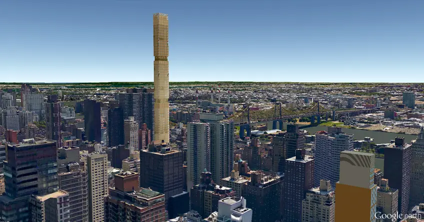Google Earth depiction of Foster + Partners' 3 Sutton Place tower