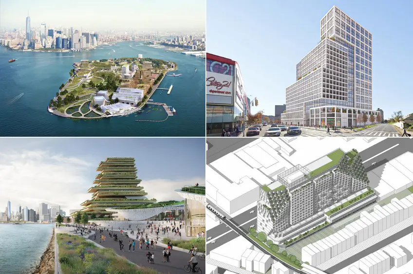 Governor's Island master plan, Rego Z, and 1045 Atlantic Avenue. Climate Solutions Center rendering via WXY Architecture + Urban Design/Bloomimages