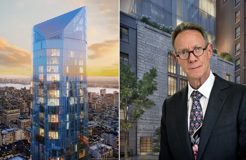 Bruce Eichner and his latest development, Madison Square Park Tower (Renderings by Williams New York)