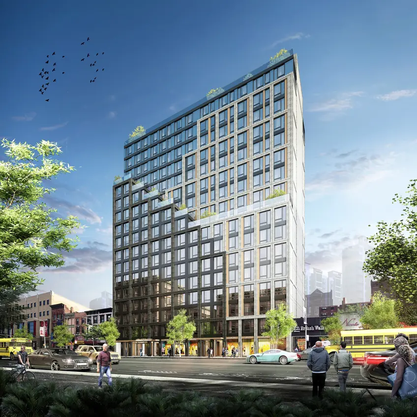 Rendering of 54-62 West 125th Street finishing construction in Harlem (J Frankl Architects)