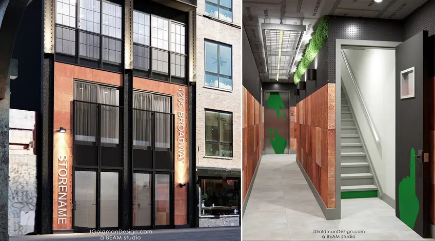 Renderings of 1205 Broadway via J. Goldman Design / BEAM Group