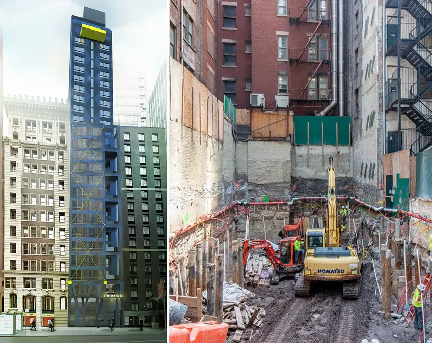 120 Water Street rendering (l) and photo (r) via The Rinaldi Group