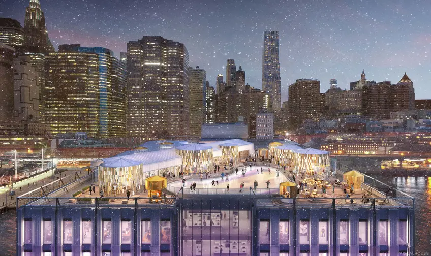 Yes, the holiday season is almost here and NYC developers are finalizing ways to separate you from your money. Rendering of Pier 17's rooftop 