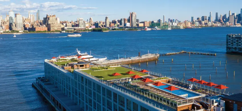 Roof deck and views at Harbor 1500; Photo credits: The Maxal Group and Hartz Mountain Industries