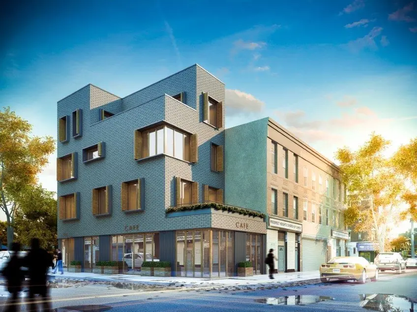 Exterior rendering of 406 Prospect Place; Rendering by Issac & Stern Architects