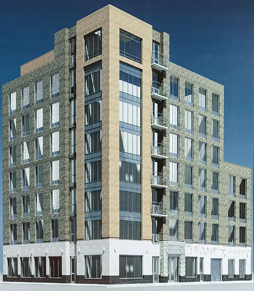 Rendering of the new 8-story rental building coming soon to East Williamsburg; OCV Architects