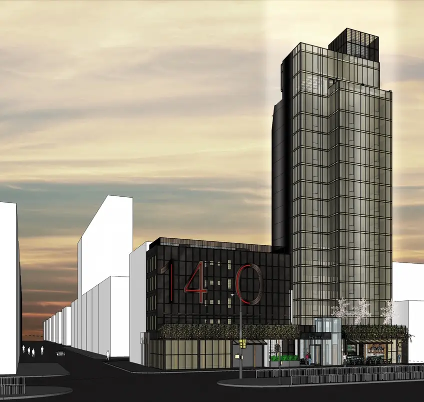 Exterior rendering of upcoming Allen Street Hotel (via Winick)