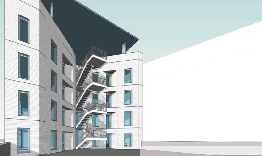 Rendering of 82 Ainslie Street, a 5-Story, 16-Unit rental building in Williamsburg, Brooklyn (Syndicate Architecture)
