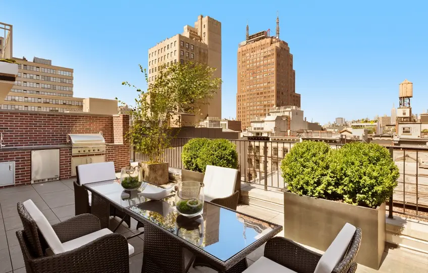 The unit sports nearly 1,600 square feet of outdoor space. Photo above is the sixth floor terrace