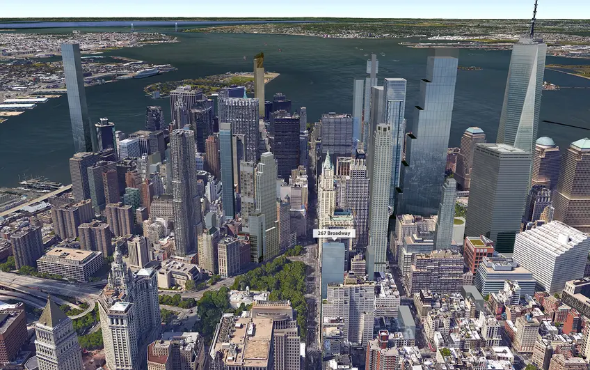 Google Earth view of future downtown skyline looking south, CItyRealty