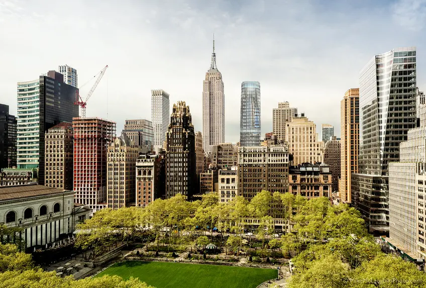 Rendering of 60 West 39th Street (center) as seen from Bryant Park | Credit: Peter Poon Architects (PPA)