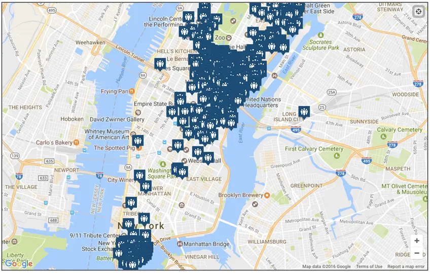 Map of NYC's existing POPs