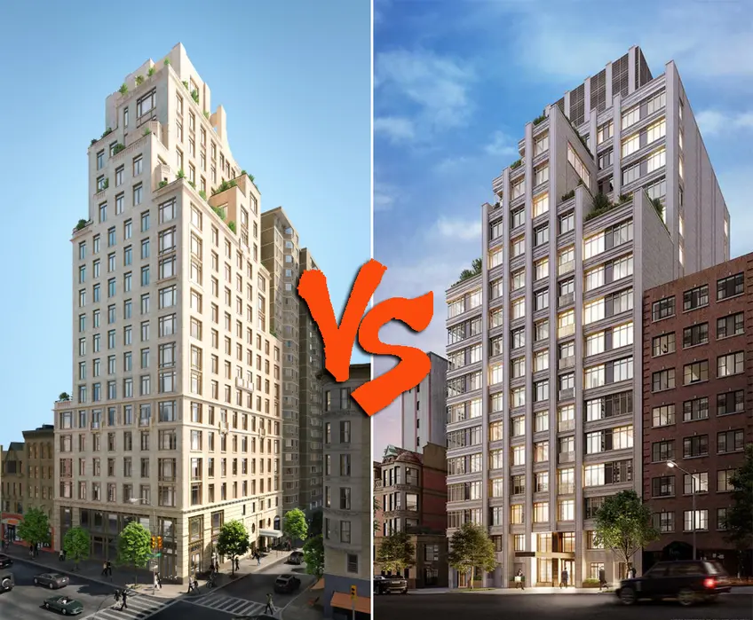 Two Fifty West 81st Street (right) and The Chamberlain (left) are both rising within the same Upper West Side micro-neighborhood.
