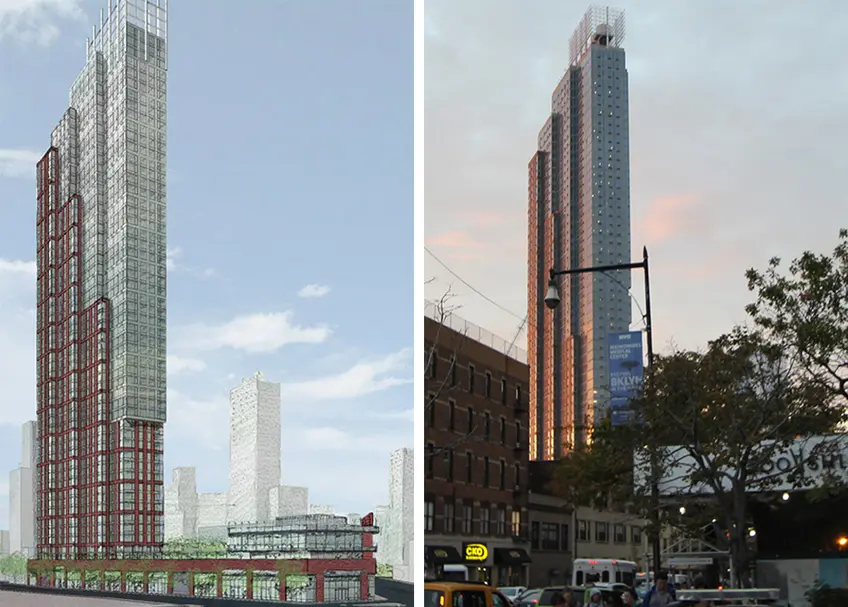 The Hub in Downtown Brooklyn tops out at 610 feet, currently the borough's tallest tower.
