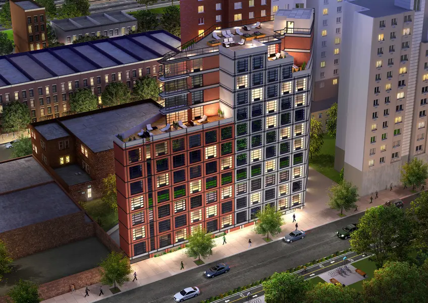 Rendering of 329 East 132nd Street; Courtesy of Aufgang Architects