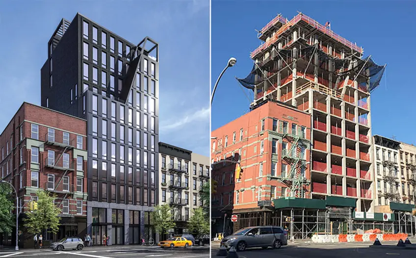 The new Lower East Side condo at 287 East Houston Street has topped out. (AA Studio/ CityRealty)
