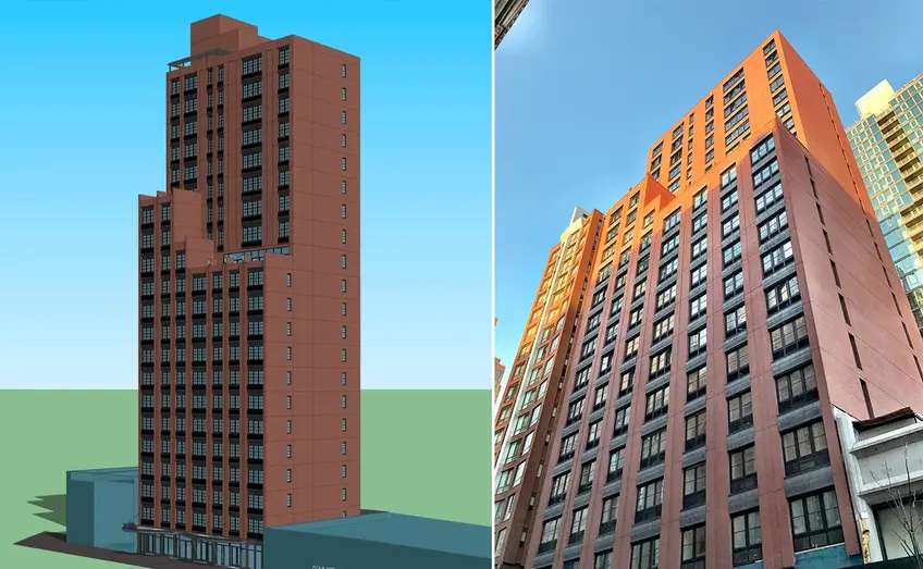 BRIQ rendering (l; Castle Rock) and building (r; CityRealty)