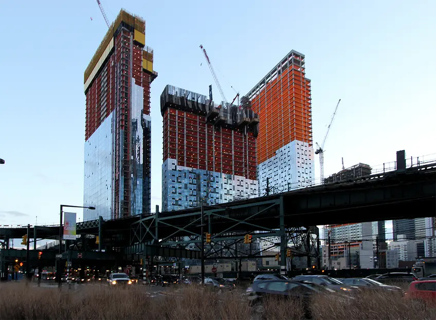 View of Tishman's Queens Plaza towers as of last weekend; CityRealty