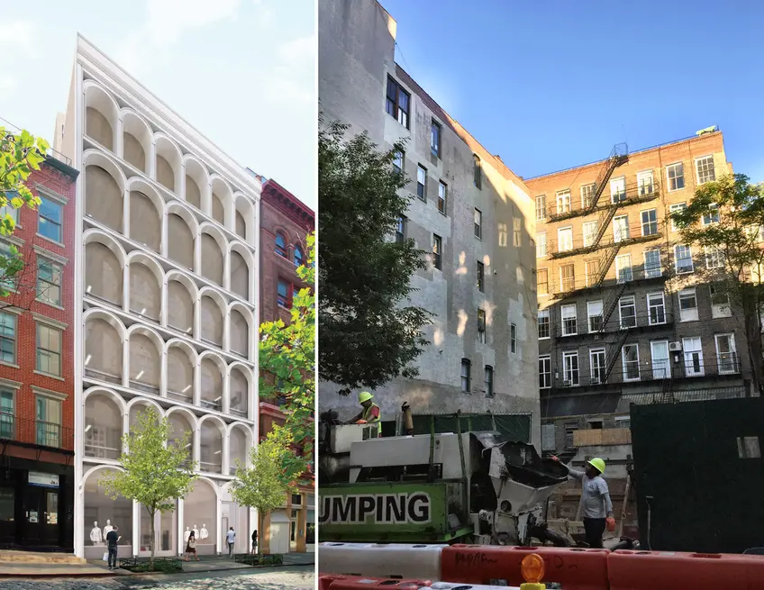 Construction is underway at 134 Wooster Street for a new 7-story commercial building.