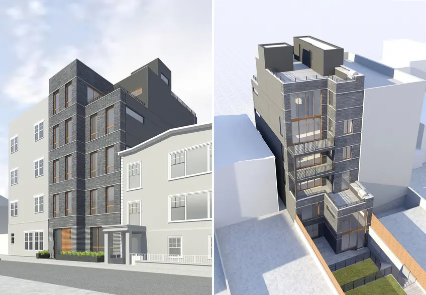 The boutique building will offer 3 duplexes and 2 floor-through two-bedrooms (Renderings by TA Dumbleton Architect)