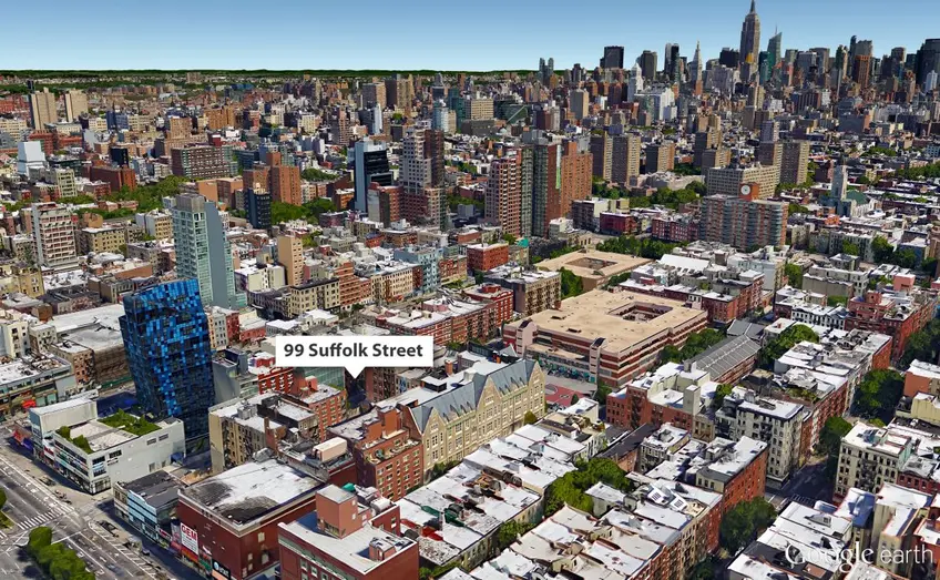Google Earth view of 99 Suffolk Street on the Lower East Side.