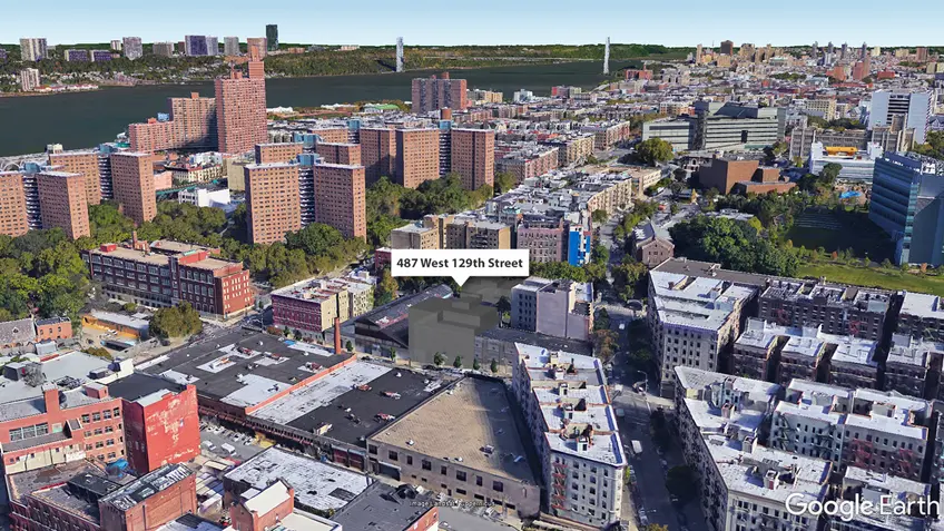 Aerial View of 487 West 129th Street via CityRealty