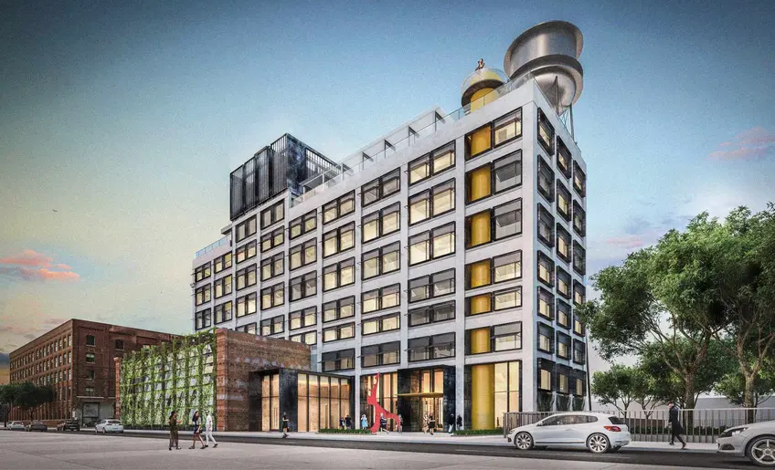 Greenpoint Brooklyn Hotel rentering; Image credit FXFOWLE Architects