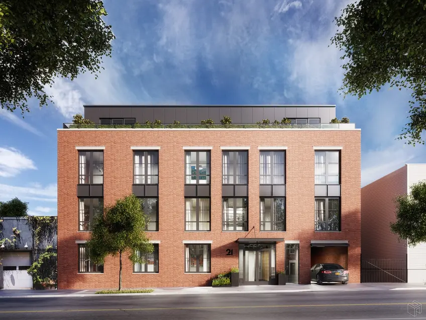 21 Powers Street is offering one- to two-bedroom residences within walking distance to the J and M trains (All renderings & floor plans via Halstead)