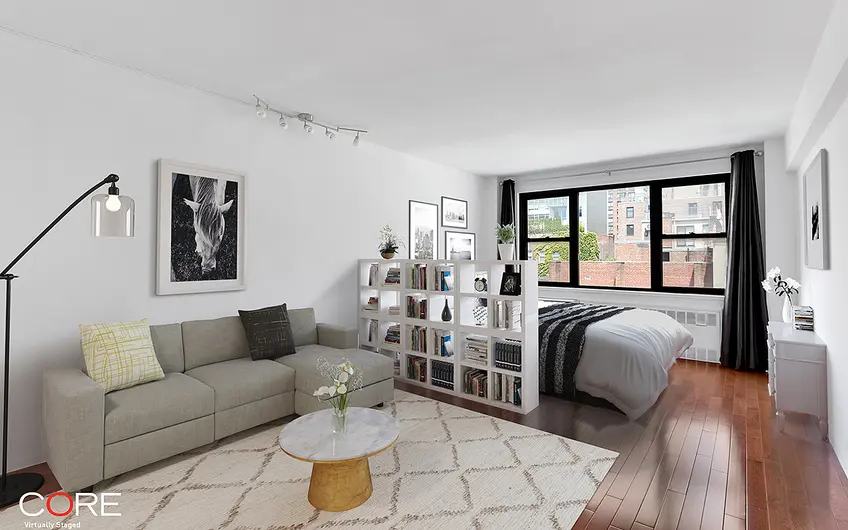 Residence 8K, a studio located inside a charming co-op at 408 West 57th Street