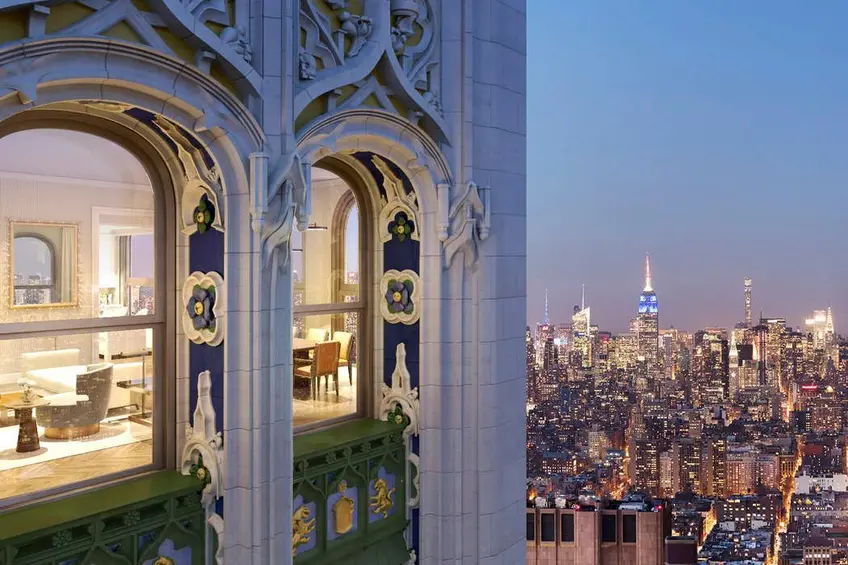 Details and views of Woolworth Tower Residence via Sotheby's