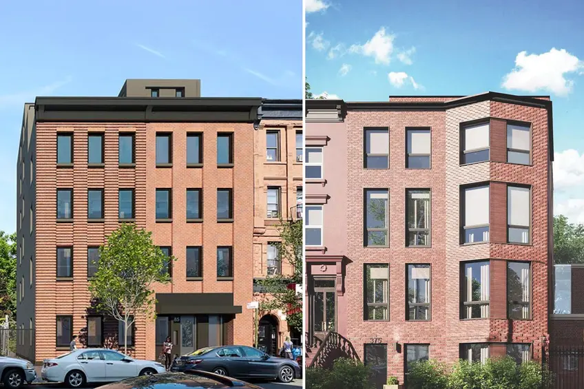 Controversial landlord Mendel Gold is behind one of the projects, 485 Tompkins Ave (left) and Pine Builders Corp. is behind 375 Stuyvesant Ave (right)