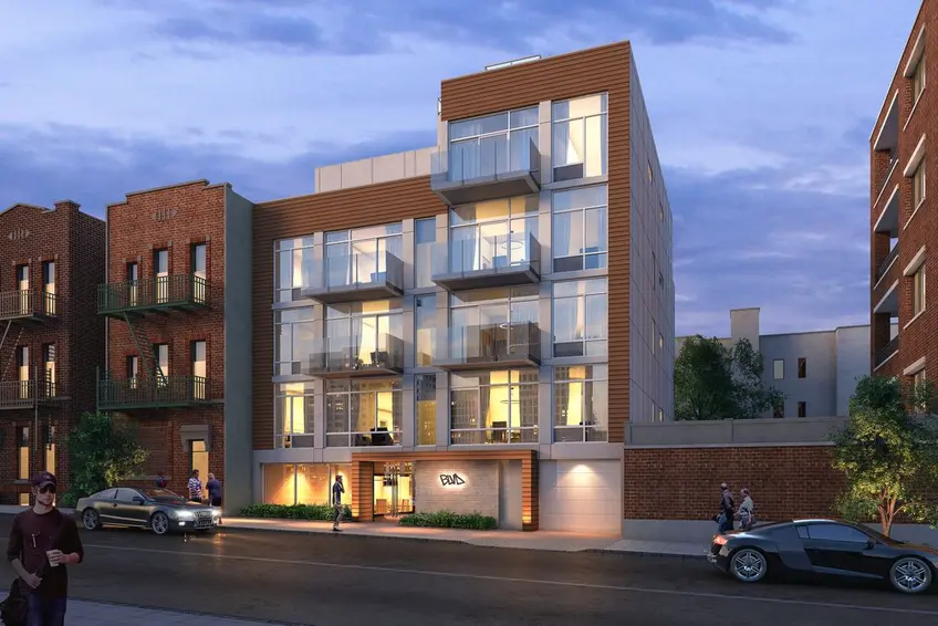 A rendering of the new condominium building 'BLVD' at 26-14 28th Street in Astoria.