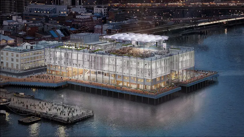 A rendering of Pier 17's proposed temporary rooftop structure (via Landmarks Preservation Commission)