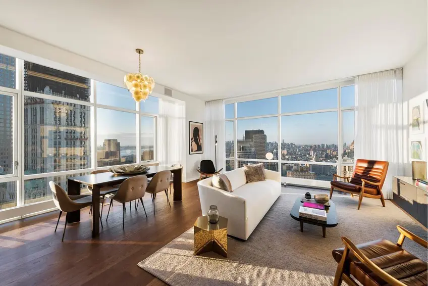 Beekman Residences model living with exposures the north and west (Elliman)