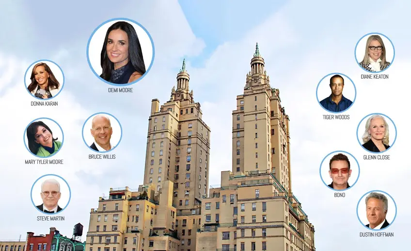 The San Remo with some of its many notable residents shown; CityRealty